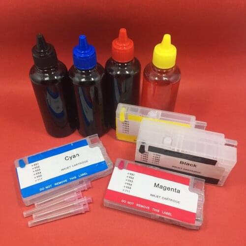 YOTAT 400ml Dye ink + (ARC chip) 955 XL refillable ink cartridge for HP955 Officejet Pro 8216 8710 8720 8210 8702 8218 8715 8716