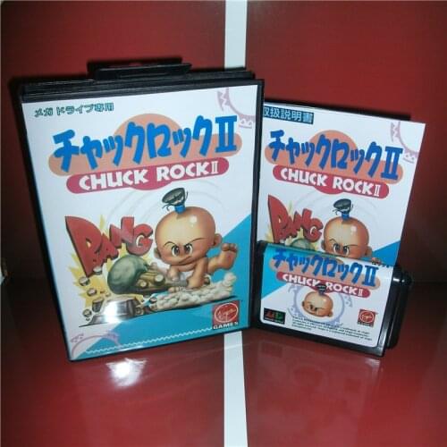 Chuck Rock 2 Japan Cover with box and English manual For Sega Megadrive Genesis Video Game Console 16 bit MD card