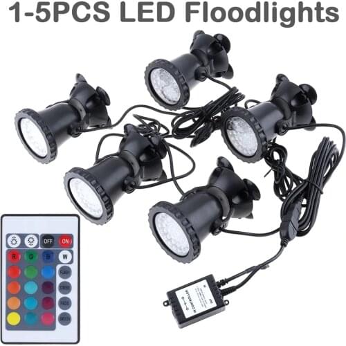 1PCS - 5PCS Lights 36 LEDs Color Landscaping Spotlights Water Grass Light + Remote Control 16 Colors for Aquarium Fish Tank Pool