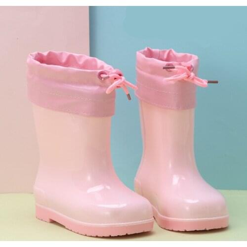 Hot Sale Children Rain Shoes Girls Cartoon Anti-slip Kids Rain Boots Water Shoes Baby Pink Black Shoe Boy Girls Rubber Shoes