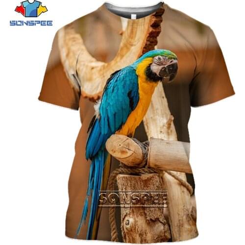 SONSPEE New Summer Men Women Parrot Bird Animal 3D T-shirt Harajuku Oversize Cool Fashion Hip Hop Casual Short Sleeve O-Neck Top