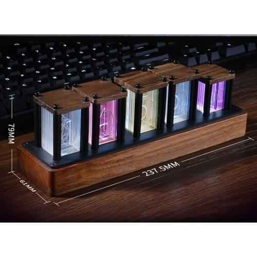 GHXAMP RGB Nixie Clock LED Retro Glow Tube Clock 6 Display Modes 16Million Color Adjustments Creative Gift Micro-USB 5V 1PC