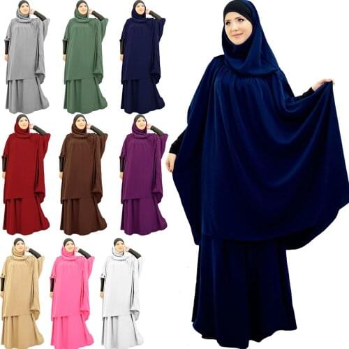 Eid Ramadan Women Hijab Dress Muslim Prayer Garment Sets Islamic Clothing Turkey Namaz Long Khimar Musulman Jurken Abaya Kimono
