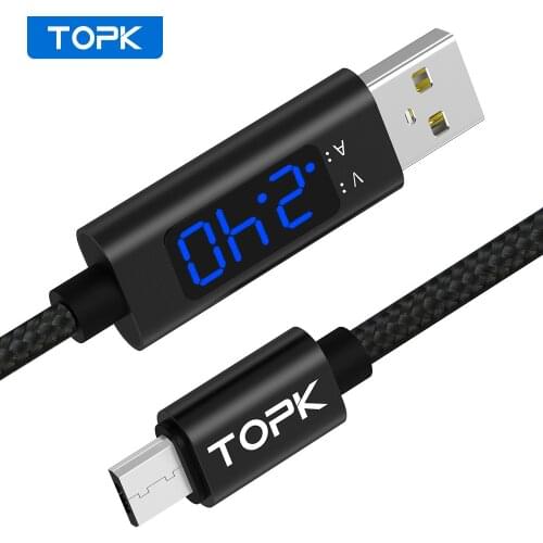 TOPK 3A Micro USB Cable USB Type C Cable for Samsung Xiaomi Fast Charging Data USBC Cable & Digital Display Mobile Phone Cable