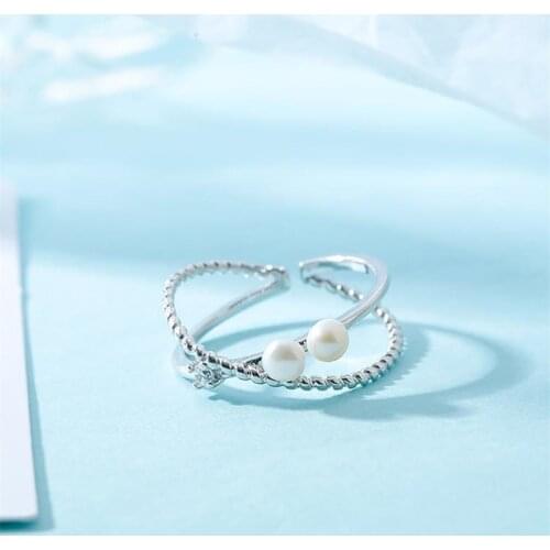 Todorova Korean New Trendy Elegant Cross Pearl Index Finger Ring For Women Fashion Temperament Accessories Party Jewelry