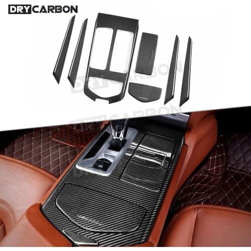 Dry Carbon Fiber Gear Shift Panel Storage Box Car Door Inner Trim Strips Covers Stickers for Maserati Ghibli 2014-2019