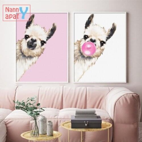 Funny Llama Bubble Wall Art Canvas Painting Nordic Posters And Prints Animals Wall Pictures For Living Room Baby Room Decoration