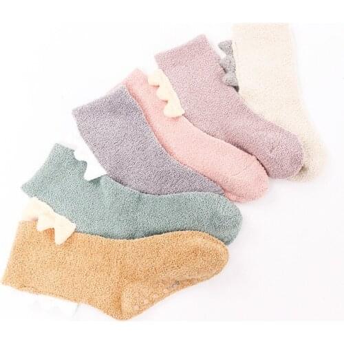 Baby girl socks Newborn baby coral fleece warm socks new fashion cartoon socks boys and girls thick floor socks cute socks