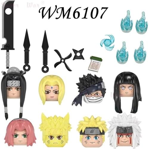 Single New Cartoon Akatsukies Uchihaes Sasukes Ninjaes Figures Head accessories Building Block children WM2101 WM6107