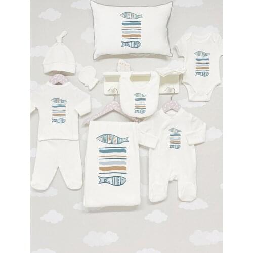 Organic 11 Piece Jacquard Hospital Output-Pure Baby Series Baby Set Lux 100 Cotton High Quality