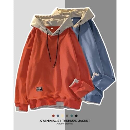 Autumn Mens Patchwork Hooded Sweatshirt Fake Two Pieces Male Casual Hoodies Top Blouse Tracksuits 2021 New Sweatshirt Hoodie Men