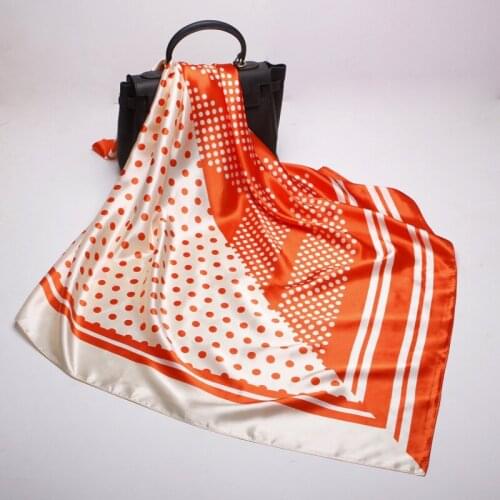 2020 90x90 Dots patchwork Multipurpose women Silk twill scarf Satin square tie Hairband ladies foulard femme towel bufanda shawl
