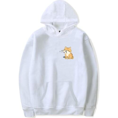 Suitable white Hooded print animal Corgi Hoodies Men Women Sweatshirts Autumn boys girls Casual Cute pet shiba inu pullovers