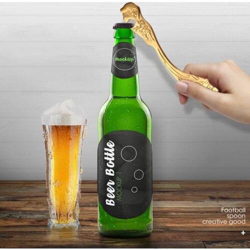 Luxury 304 stainless steel spoon ice cream fruit dessert spoon teaspoon coffee teaspoon cutlery football theme bottle opener