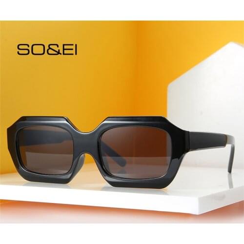 SO&EI Fashion Irregular Rectangle Women Sunglasses Ins Popular Colorful Gradient Eyewear Men Square Shades UV400 Sun Glasses
