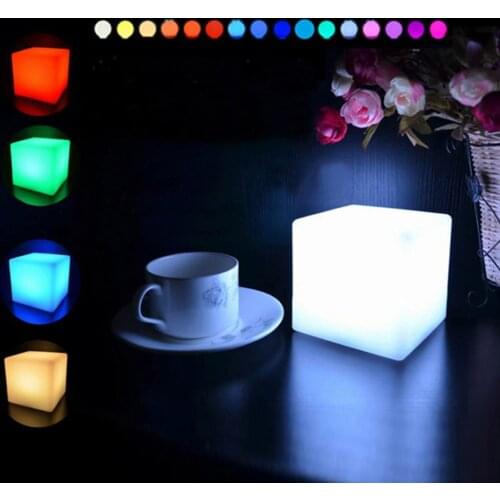 USB Rechargeable LED Night Lights Home Decoration RGB Light Cube Desk Lamp With Remote Control 15/20cm Waterproof Table Light