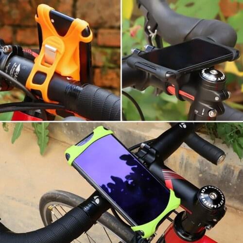 Bike Phone Holder Silicone Adjustable Pull Button Anti-shock Phone Holder Mount Bracket Fork For Bicycle Phone Holder Phone