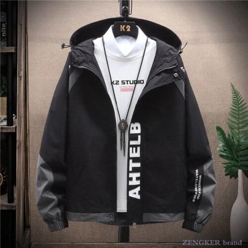 Spring and autumn youth casual hooded letter printing plus fat oversize zipper loose boys' fat jacket 8xl130kg