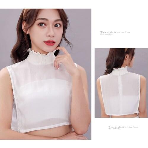 Fashion Collar For Shirt Women Sweet Layer Agaric Ruffles Stand Collar Button Down Half-Shirt white decorative sweater collar