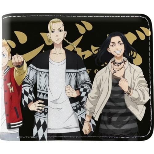 Japanese Cartoon Tokyo Revengers Wallet Short Purse for Student Whit Coin Pocket Credit Card Holder