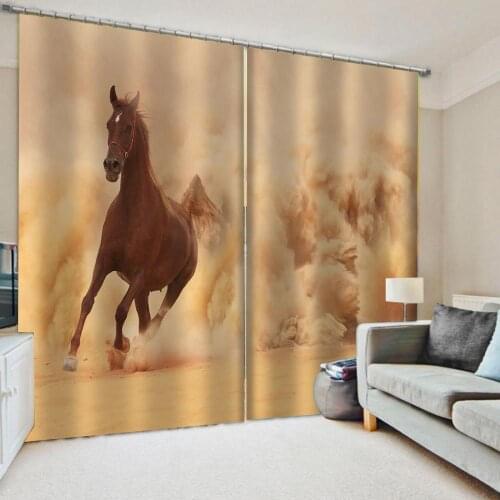 Customized size Luxury Blackout 3D Window Curtains Nature personality style alley photo print 3d curtain horse curtains