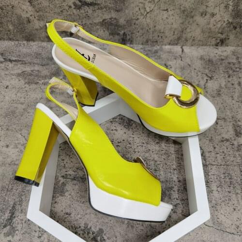 Female Slingbacks Women Pumps Heels Yellow Rhinestone Female Shoes Pointed Toe Luxury Party Dress Shoes Stiletto Heels