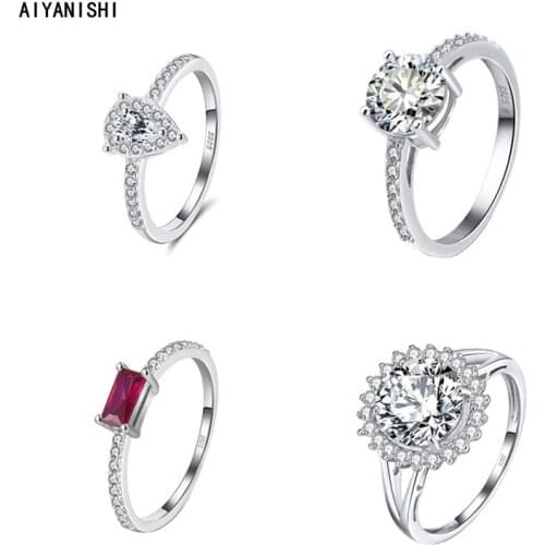 AIYANISHI New Fashion 925 Sterling Silver Finger Rings Wedding Engagement Ring Romantic Jewelry for Women Party Anniversary Gift
