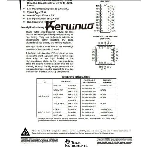 100pcs/Lot SN74HC574 SN74HC574N SN74HC574DW SN74HC574DWR SN74HC574DBR SN74HC574NSR SN74HC574PW SN74HC574PWR SN74HC574PWT SNJ74HC574J SNJ74HC574W SNJ74HC574FK