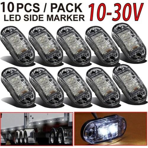 10X White LED 2.5inch 2 Diode Light Oval Clearance Car Truck Trailer RV Side Marker Lamp