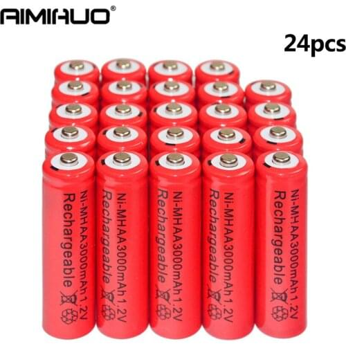 24pcs AA Rechargeable Battery 1.2v 3000mAh Ni-MH 2A for MP3 Cell RC Drone AA 1.2V Ni-MH Battries for LED Flashlight Torch Toys