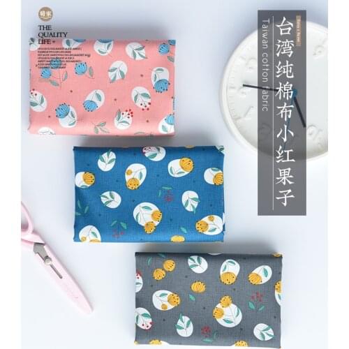 50cm*110cm/Piece,Cartoon Little Red Fruit Pure Cotton Fabric,Dress Skirt Curtain Tablecloth, Puppet Cloth, DIY Handmade Material