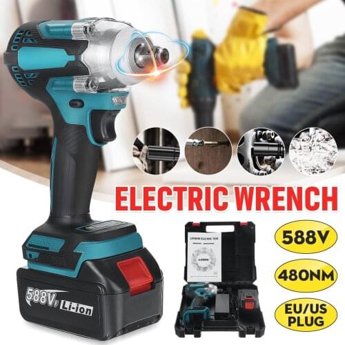 588VF 480N.m Brushless Electric Impact Wrench Cordless Wrench with 1/2 Battery Power Tools Rechargeable for Makita 18V Battery
