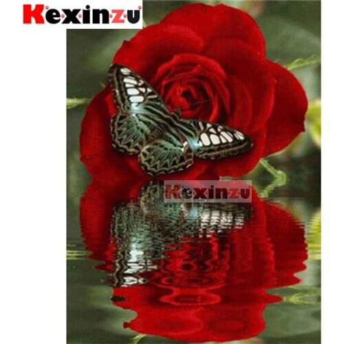 5D DIY Full Square/Round Drill Diamond Painting Kit "Butterfly rose" Embroidery Mosaic Cross Stitch Stickers Decor Gift Xy66900