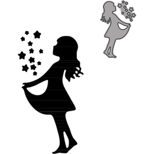 Girl with Shining Star Metal Cutting Dies New 2021 Scrapbook Die Cuts Embossing Scrapbooking Stencil Craft