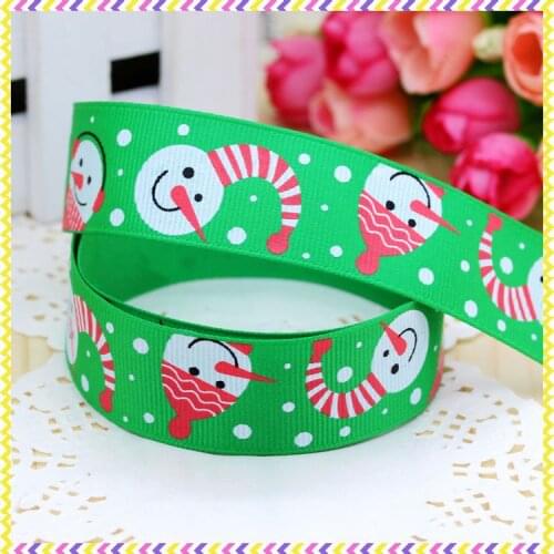 DHK 1'' 5yards snowman christmas printed grosgrain ribbon headwear hair bow diy party decoration wholesale OEM 25mm C1428