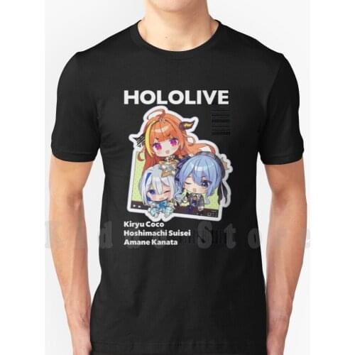 Hololive - Kiryu Coco , Amane Kanata And Hoshimachi Suisei T Shirt Cotton Men Diy Print Cool Tee Hololive Kiryu Coco Amane