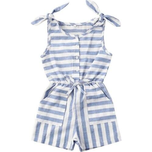 New Toddler Kid Baby Girl Stripe Clothes Sleeveless Romper Jumpsuit Outfit Summer