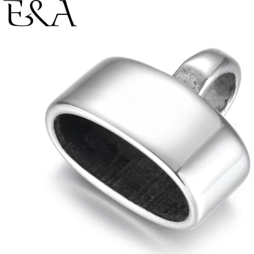 4Pieces Stainless Steel End Beads with Loop Mirror Polish Hole 13*6mm for Jewelry Making Leather Cord End Caps DIY Accessories