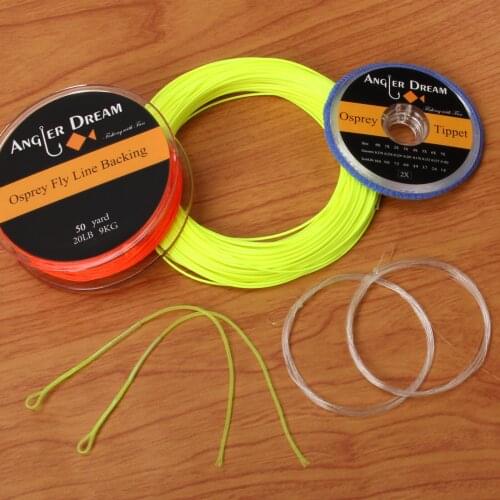 1 2 3 4 5 6 7 8 9 WT Fly Line Combo Flo Yellow Weight Forward Floating Fly Fishing line with Backing Line Leader Tippet Loop