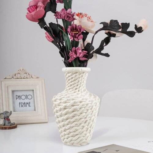 22 Styles Minimalist Abstract Flower Pot Imitation Ceramic Vase Plastic Vase Flower Basket Home Simple Solid Color