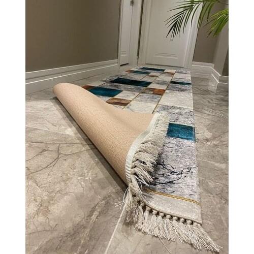 Marble Pattern Corridor Rug Washable Cold-Proof Premium Series Slip-Resistant Latex Leather Outsole Decorative Carpet