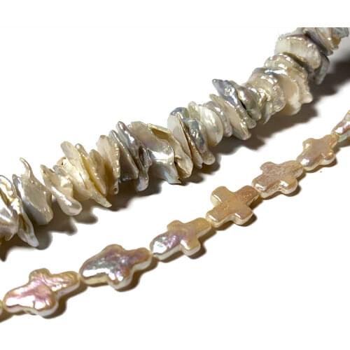 Wholesale 100% Natural Baroque Pearl Irregular Oblate and Cross Shape Beads For Jewelry Making DIY Bracelet Necklace Earrings