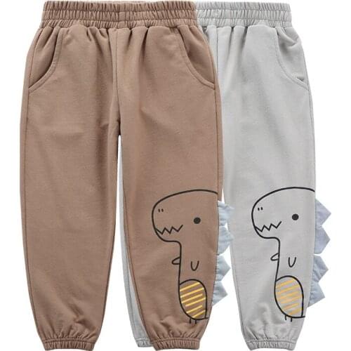 Autumn Toddler Boy Sports Pants Kids Cartoon Dinosaur Trousers Baby Boy Cotton Bottom Leggings Kids Clothes Elastic Harem Pants