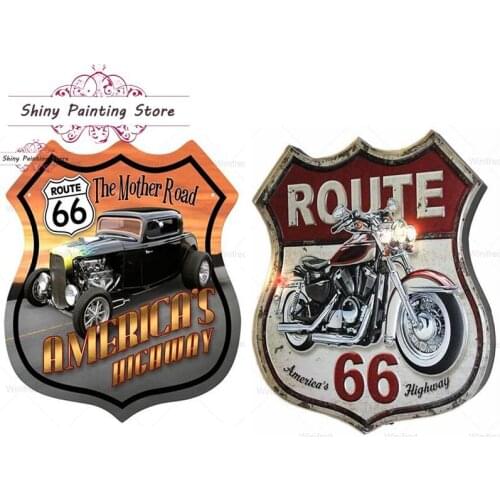 Route 66 Badge 5D DIY Diamond Painting American Road Rhinestone Embroidery Mosaic Cross Stitch Home Decoration Complete Design