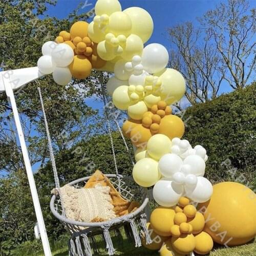 94pcs Birthday Balloons Arches Garland Kit White Yellow Latex Balloons For Wedding Party Decoration Baby Shower Globos