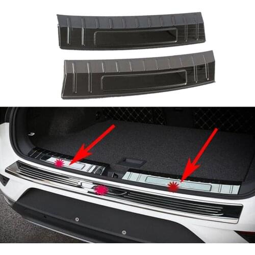 Car Styling For VW T-ROC t roc troc 2018 Accessories Stainless Steel Rear Bumper Foot Plate Protector Door Sill Scuff Sticker