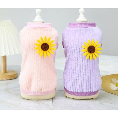 Pet Products Pet Sunflower Sweater Small Dog Clothes Teddy Warm Jacket Chihuahua Puppy Coats Cat T-shirt