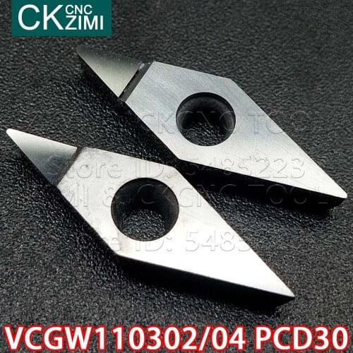 VCGT VCGW110302 PCD30 VCGW110304 PCD30 PCD diamond Insert CNC External turning Insert holder lathe tool VCGW for copper aluminum