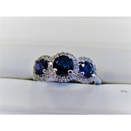 High quality blue Round cubic zirconia ring wedding Engagement rings for women wholesale anniversary