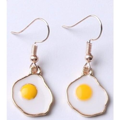 Vivid Omelette Egg Pendant Special Drop Earrings For Women Food Dangle Earrings Acrylic Omelette Egg Drop Dangle Hook Earrings